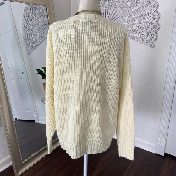 Chunky Vintage Cream White Knitted Knit Oversized Boxy Sweater M - Picture 6 of 7
